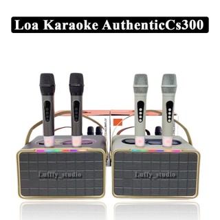 Loa karaoke bluetooth authenticcs300, tặng kèm 2 micro không dây, âm thanh bay bổng, kết nối bluetooth, aux, usb, thẻ tf