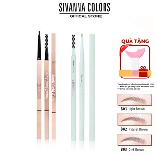 Set chì kẻ kèm chuốt mày 2 đầu Sivanna Colors màu tự nhiên lâu trôi HF933