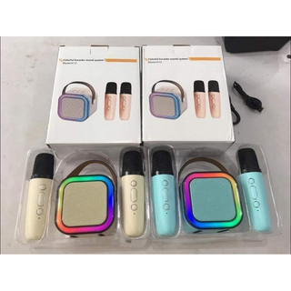 Loa Bluetooth karaoke mini k12 tặng kèm 2 mic