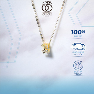 Dây chuyền nữ bạc S925 Gigi Jewelry, vòng cổ mạ vàng 14K mặt vương miệng đính đá đơn giản G07