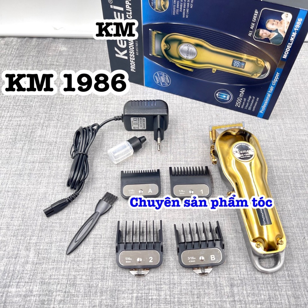 ✅KEMEI Tông đơ cắt tóc cao cấp KM-1986 màn hình LCD pin Lithium-ion 2500mAh công suất 8W thời gian sử dụng 5h liên tục