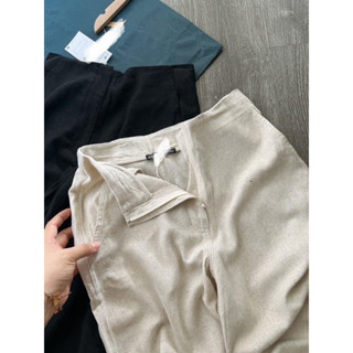 Quần Ống Rộng nữ ZR, Chất đũi Linen cao cấp, 2 màu trắng kem siêu sang, cạp liền. M6336.