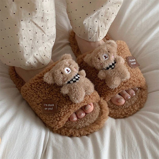 Dép bông,dép đi trong nhà hình Gấu nâu cute dễ thương phong cách Ulzzang
