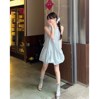 Đầm phồng nữ mùa hè 2024 phong cách basic trơn