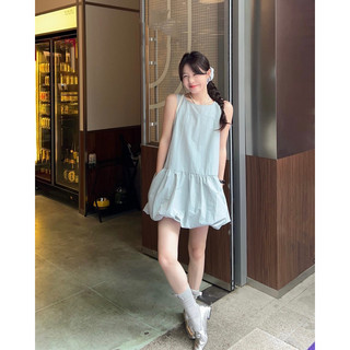 Đầm phồng nữ mùa hè 2024 phong cách basic trơn