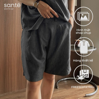Quần short nam basic - vải cotton xếp ly có cạp chun phía sau - DUANE SHORT by SANTÉ STUDIO
