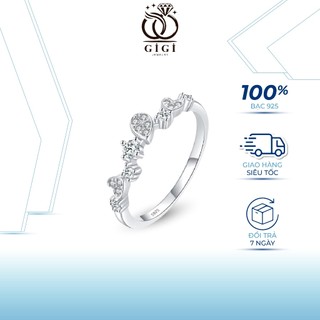 Nhẫn bạc nữ Gigi Jewelry đính đá trái tim và giọt nước, trang sức bạc S925 ND002