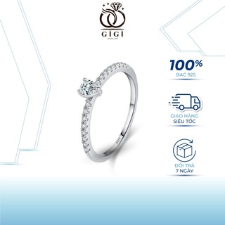 Nhẫn bạc S925 nữ nạm đá một viên đá hình giọt nước đơn giản tinh tế trang sức bạc Gigi Jewelry ND004