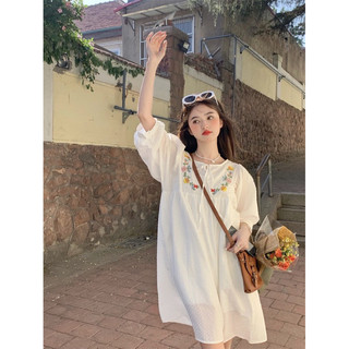 Đầm babydoll thêu hoa tay phồng - 20mii_mii