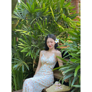 BLOOMING MIDI DRESS ver 6 - Váy dây hoa xoắn ngực - SOLID