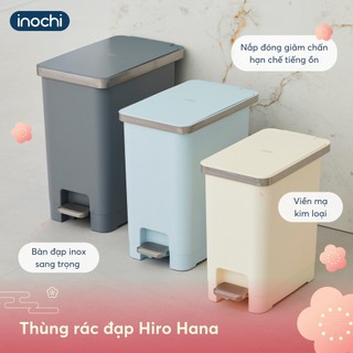 Thùng rác đạp Inox Hana nhà inochi. Thiết kế đạp chân tiện lợi, bo viền inox tỉ mỉ. Thùng đựng rác cao cấp