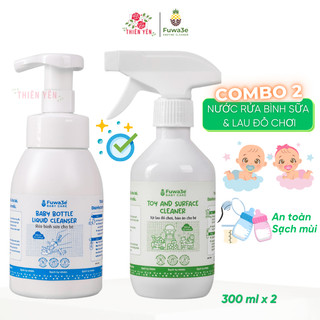 { Fuwa3e Combo nước rửa bình sữa xịt lau đồ chơi organic 300ml an toàn cho bé } sạch khuẩn nấm mốc