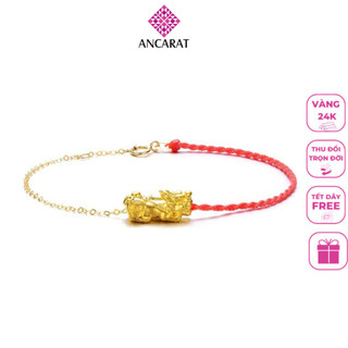 Lắc tay nữ Redline Tỳ Hưu vàng 24 K Chỉ đỏ Ancarat
