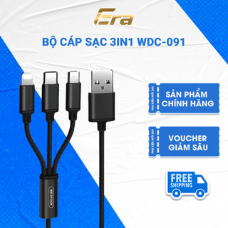 Cáp sạc 3in1 đa năng Wekome WDC-091 ERA, dây sạc 3 đầu dây dù cao cấp tương thích mọi thiết bị