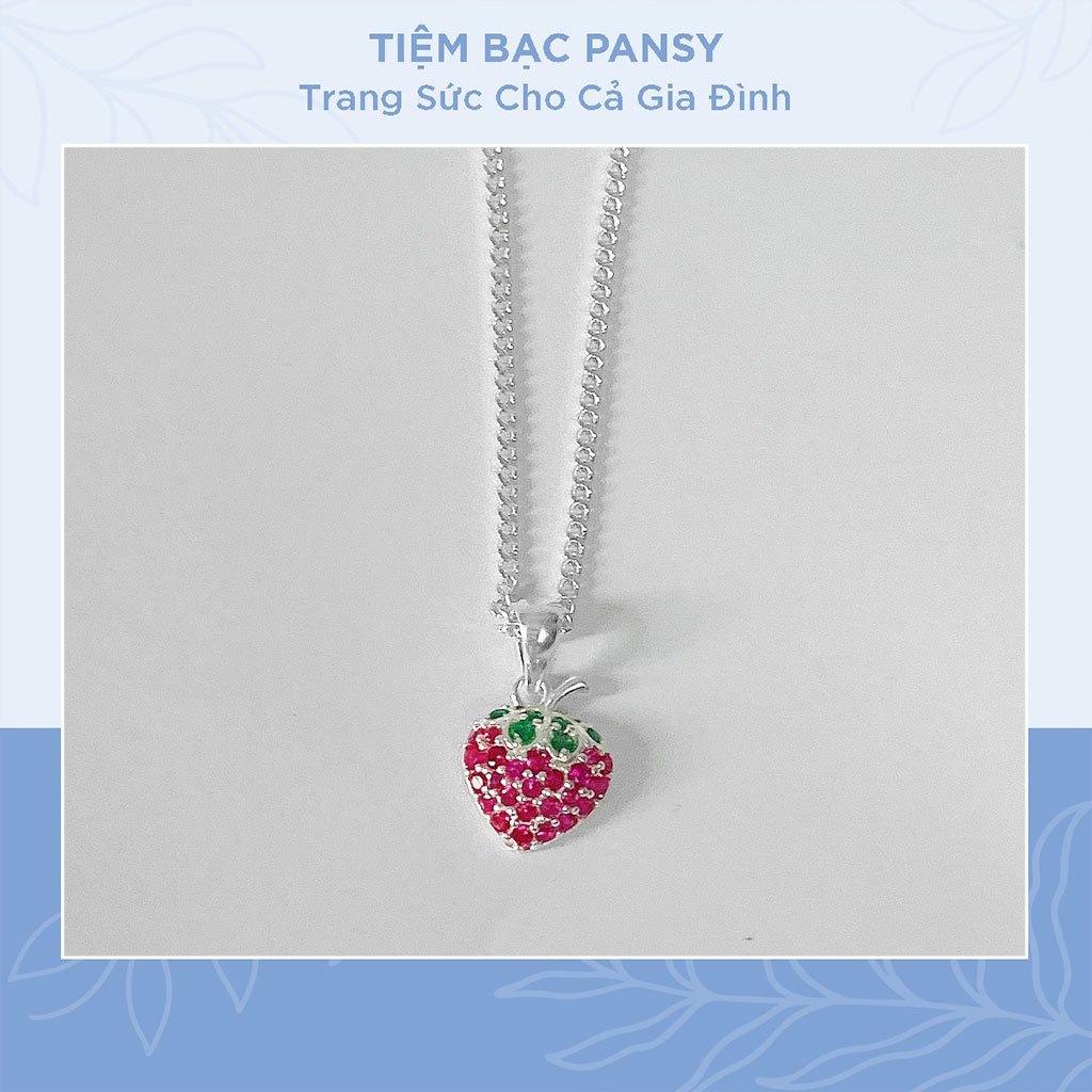 Vòng cổ bạc cho bé gái hình quả dâu tây dễ thương - Dây chuyền trẻ em bằng bạc ta cao cấp