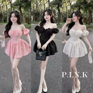 Váy quây bèo ngực chiết eo