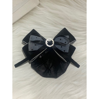 Kẹp búi lưới handmade màu đen voan chấm bi K106
