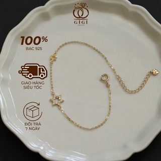 Vòng tay nữ bạc S925 mạ vàng 14k, lắc tay sao sáu cánh Gigi Jewelry LT001