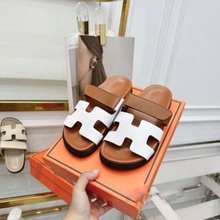 Dép chữ H màu nâu phối trắng hàng fullbox chuẩn loại 1 chân gầy lùi size