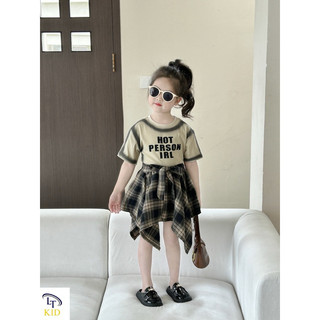 Set váy kẻ áo croptop cho bé gái hit hot