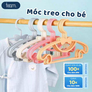 Combo 40 móc treo quần áo trẻ em TOAM hình nơ dễ thương, Mắc phơi đồ trẻ sơ sinh chất liệu nhựa PP an toàn cho bé.