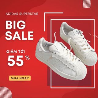 Giày das superstar thể thao nam nữ trắng sò kem trendluxe mũi sò
