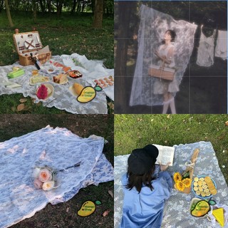 Vải ren thêu hoa vintage làm rèm chụp ảnh beauty phụ kiện picnic