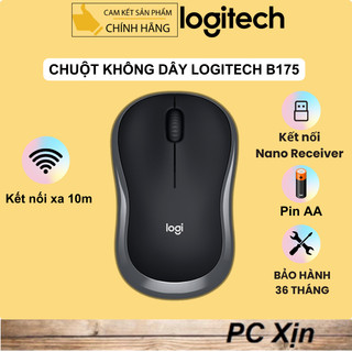 Chuột không dây Logitech B175 nhỏ gọn (Đầu thu USB 2.4Ghz) Chính hãng