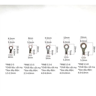 [GÓI 50 CÁI] Đầu Cos Tròn Trần RNB 2-5, 3.5-5, 5.5-5, 5.5-6, 5.5-8