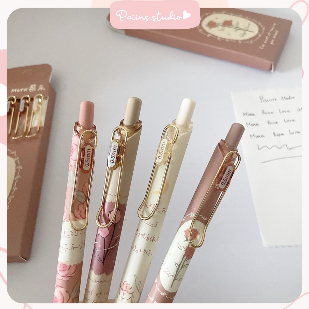 Bút gel Mura Rose Love mực đen ngòi 0.5mm