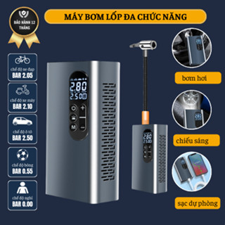 (BẢO HÀNH 12 THÁNG) Máy Bơm Hơi Lốp Ô tô, Xe Máy Công Suất Cao Di Động Tự Động Ngắt Thông Minh Kiêm Sạc Dự Phòng mới2024