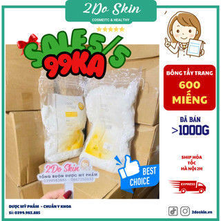 Bông tẩy trang Pháp 600 miếng tetra cotton thấm toner mềm mịn vuông cao cấp bịch lớn 2Do Skin