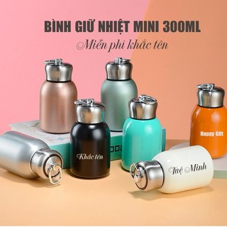 Miễn Phí khắc tên - Bình giữ nhiệt inox 304, cốc giữ nhiệt mini 300ml dễ thương