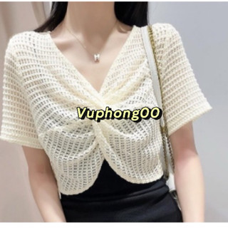 (ảnh thật) Áo Khoác Len Lưới mỏng phong cách Hàn quốc cardigan dáng ngắn C6868