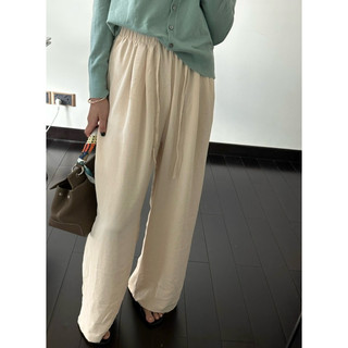 Cream banding wide pants -laciel