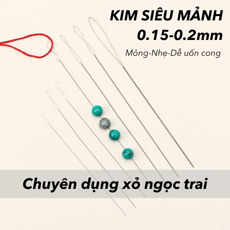 Kim xỏ super siêu mảnh mỏng nhẹ chuyên dụng cho hạt pearls lỗ xỏ hạt rất nhỏ các loại Handmade DIY