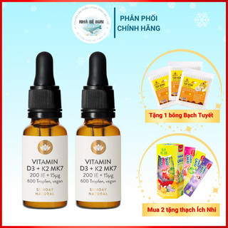 Vitamin d3 k2mk7 sunday natural, d3k2mk7 thuần chay đức cho bé từ sơ sinh.
