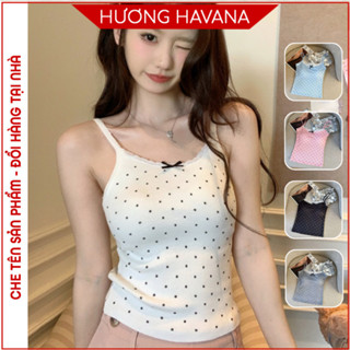 Áo bra 2 dây dáng dài viền ren gợi cảm chất thun lạnh gân tăm chấm bi đệm ngực mỏng 1cm FLA640