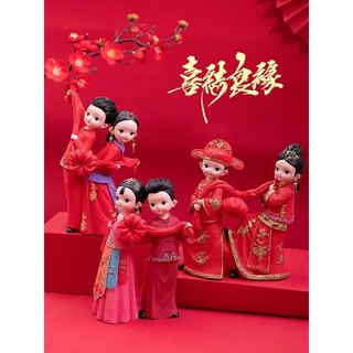 Tượng thạch cao chưa tô màu set cổ trang tân lang - tân nương cao 19cm có kèm 2 cọ, 12 màu và khay màu
