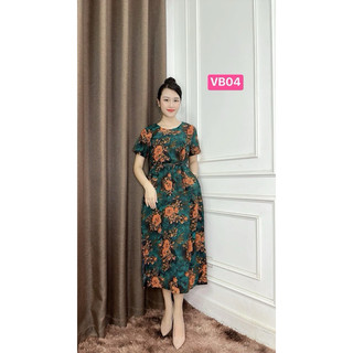 Đầm Suông Trung Niên, Lụa Mango, Mềm Mịn Mát, Dễ mặc