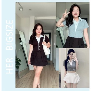 BIGSIZE 50-85KG - Áo thun croptop tay ngắn phối cổ somi trắng H031