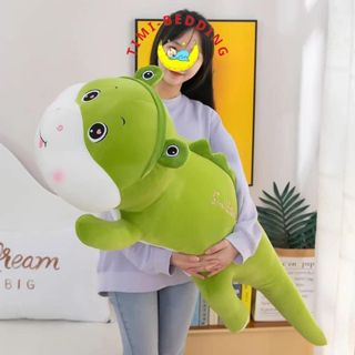 Gấu bông khủng long nằm cosplay ếch xanh chất liệu lông cao cấp bông gòn 100%  – Timibedding