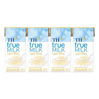 Vỉ 4 Hộp Sữa Tươi Bổ Sung Ngũ Cốc TH True Milk Light Meal 180ml/Ngũ Cốc + Hạt Macca + Hạt Óc Chó