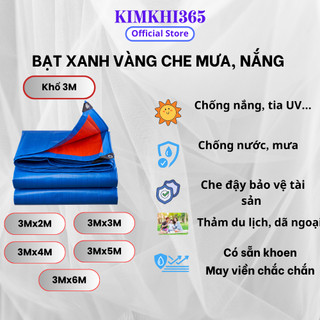 Bạt xanh vàng, bạt dứa che mưa, nắng hoa hưng khổ 3m đa dụng đã được may viền