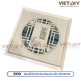 Hộp đựng bánh trung thu handmade, đựng bánh kẹo tết bằng gỗ 4 bánh, 6 bánh, 8 bánh.