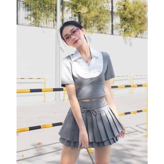 Áo croptop phối cổ sơ mi the c.i.u - glenda top