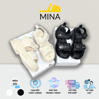 Dép Sandal quai ngang nữ MIN chất da mềm trần trám đi nhẹ êm chân hàng loại đẹp_MINA