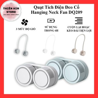  Quạt đeo cổ tích điện mini Hanging Neck Fan DQ209 Gấp Gọn Cầm Tay 3 chế độ gió Pin 6h xông tinh dầu dễ chịu 