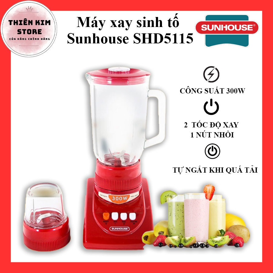 Máy Xay Sinh Tố Sunhouse SHD5115 2 Cối, 300w, 2 tốc độ xay, Xay Thịt, Xay Cá, Xay Đá Nhỏ, Rau Củ Quả