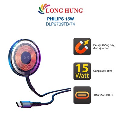 Đế sạc từ tính không dây Philips 15W DLP9739TB/74 - Hàng chính hãng